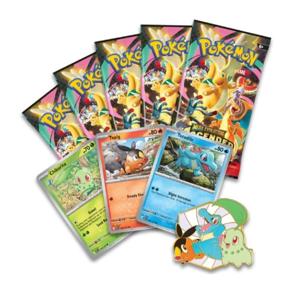Pokémon TCG First Partners Deluxe Pin Collection en Español– Mega Evolution Ascended Heroes (Chikorita, Tepig & Totodile)