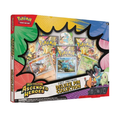Pokémon TCG First Partners Deluxe Pin Collection en Español– Mega Evolution Ascended Heroes (Chikorita, Tepig & Totodile)